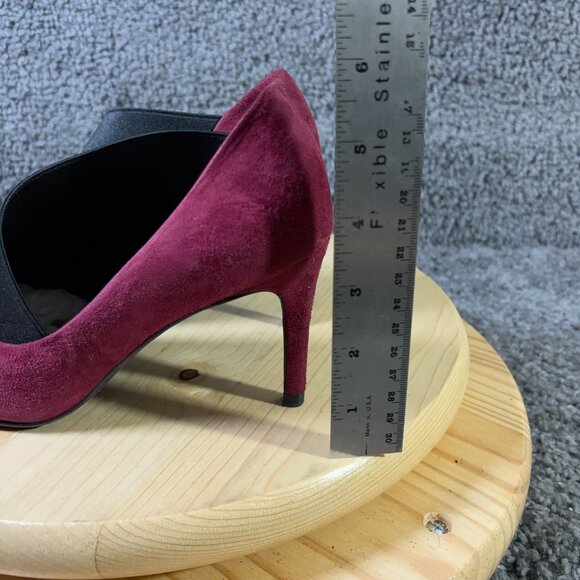 LK Bennett Heels Womens Size 7 Red Suede Pointed Toe Stiletto Slip On Pumps - Picture 5 of 9